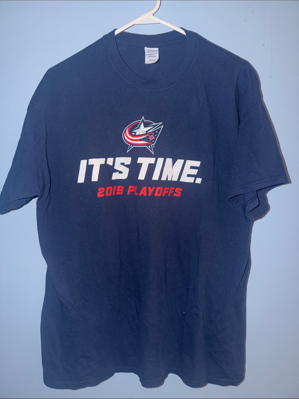 Gildan Navy Blue Columbus Blue Jackets "It's Time" Playoffs T-Shirt